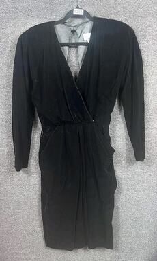 VTG Jackie Bernard EKLEKTIC Dress Womens 10 Black Velvet Wrap Made USA 80s